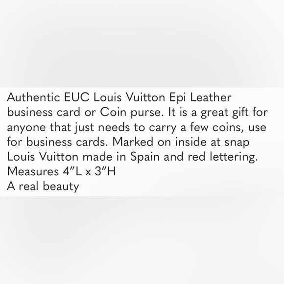 Authentic Black LV Epi Leather Card Coin Holder/Dust Bag - Picture 4 of 7